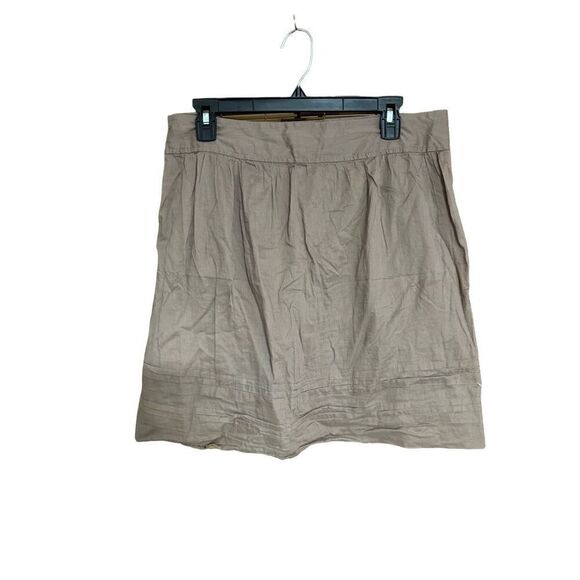 Ann Taylor Loft 100% Cotton Tan Skirt Side Zip Size 8 - Picture 2 of 6